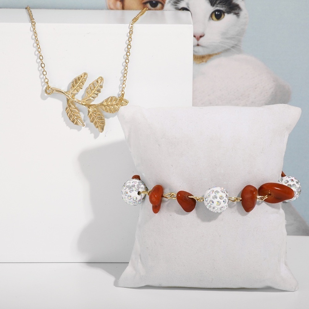 *DALEYZA* 2-Pc Gold Leaf Drill Beaded Jewelry Set